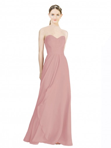 Long Dusty Pink Sleeveless A-Line Low Back Bridesmaid Dress / Formal Dress Canberra