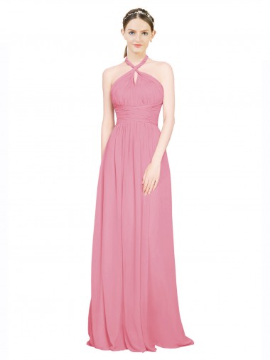 Long Skin Pink Sleeveless A-Line Bridesmaid Dress / Evening Dress Canberra