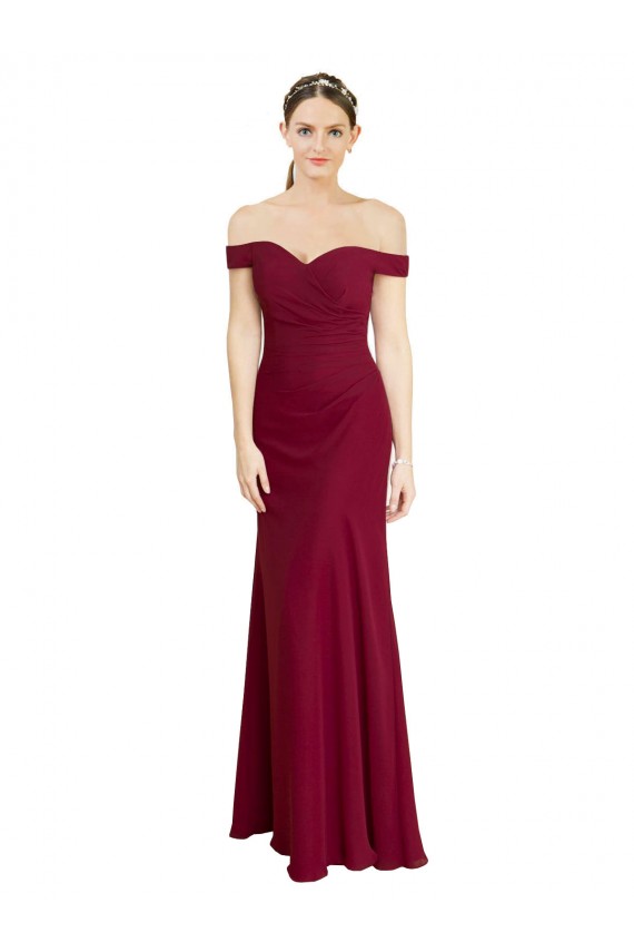 Long Burgundy Sleeveless Mermaid Black Tie Prom Dress / Bridesmaid Dress Canberra