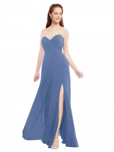 Long Windsor Blue Sleeveless A-Line Bridesmaid Dresses Canberra