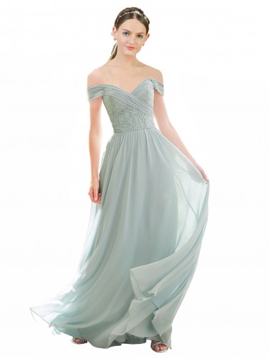 Long Sea Glass Cap Sleeves A-Line Bridesmaid Dress Canberra