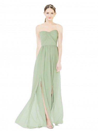 Long Sage Sleeveless A-Line Low Back Semi Formal Evening Dress / Bridesmaid Dress Canberra