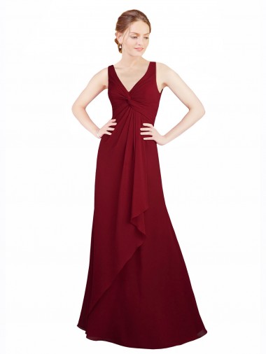 Long Burgundy Sleeveless A-Line Bridesmaid Dress / Evening Dress Canberra