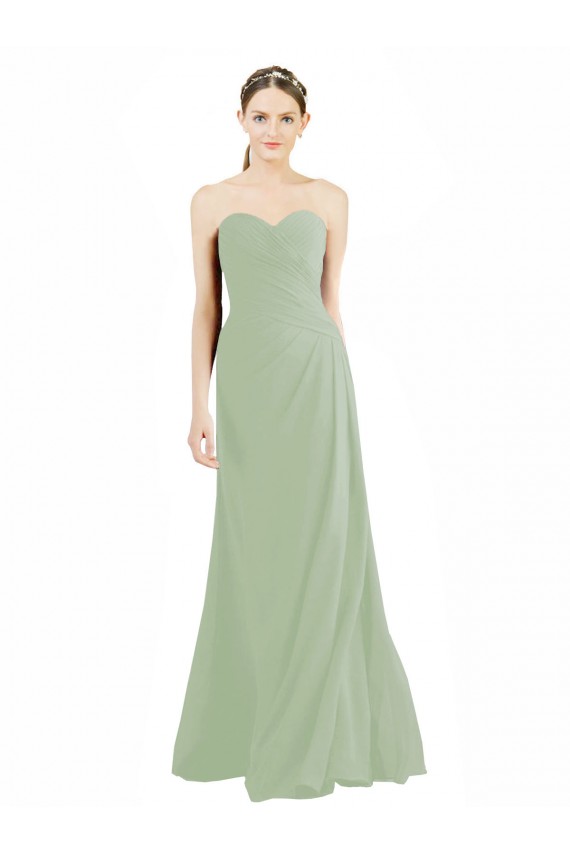 Long Smoke Green Sleeveless A-Line Bridesmaid Dress Canberra