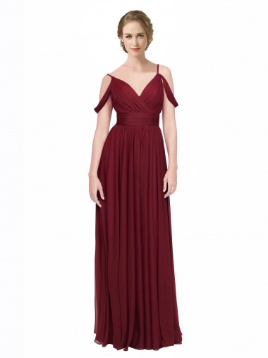 Long Burgundy Sleeveless A-Line Low Back Bridesmaid Dress / Evening Dress Canberra