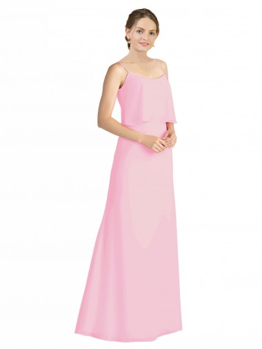 Long Barely Pink Sleeveless A-Line Low Back Bridesmaid Dress Canberra