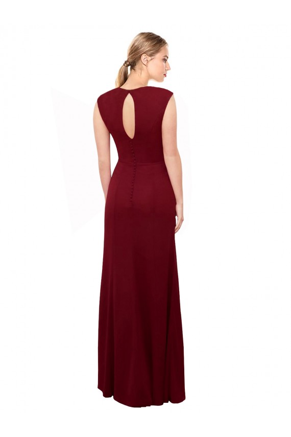 Long Burgundy Sleeveless Mermaid Keyhole Back Prom Dress / Bridesmaid Dress Canberra