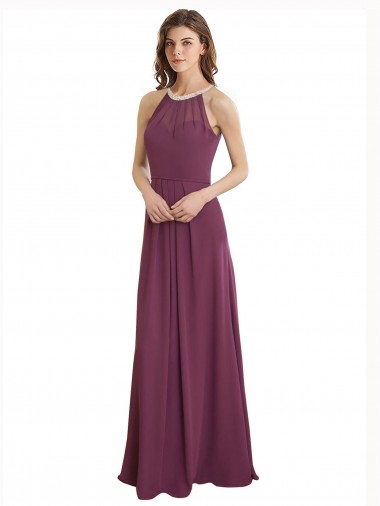 Long Sleeveless A-Line Keyhole Back Bridesmaid Dress / Evening Gowns Canberra