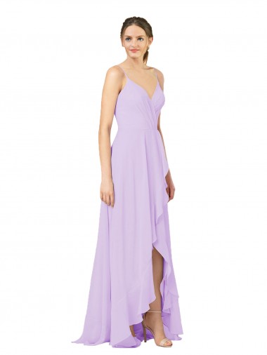 Long Lilac Sleeveless Sheath Open Back High Low Bridesmaid Dress Canberra