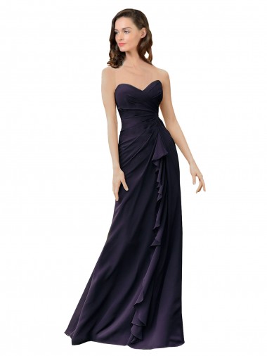 Long Dark Navy Sleeveless Sheath Bridesmaid Dress Canberra