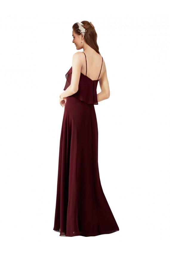 Long Burgundy Gold Sleeveless A-Line Bridesmaid Gowns Canberra