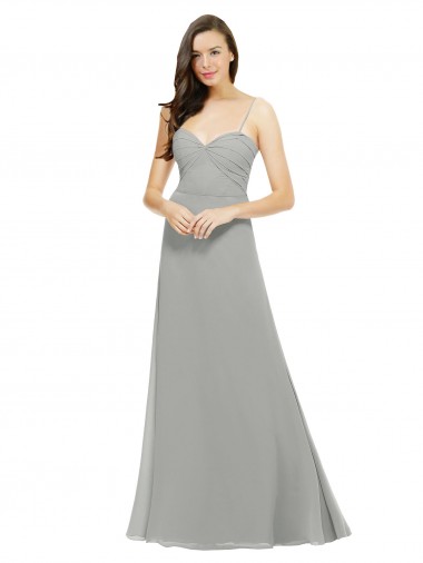 Long Silver Sleeveless A-Line Chiffon Bridesmaid Dress Canberra