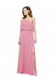 Long Skin Pink Sleeveless A-Line Soft Chiffon Bridal Party Dress Canberra