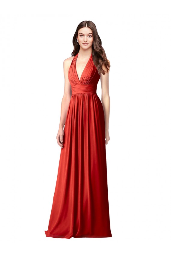 Long Red Sleeveless A-Line Open Back Bridesmaid Dress / Formal Dress Canberra