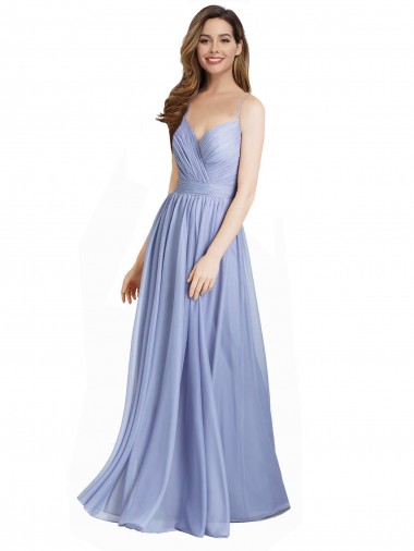 Long Sleeveless A-Line Open Back Chiffon & Lace Bridesmaid Dress / Evening Dress Canberra