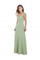 Long Smoke Green Cap Sleeves A-Line Low Back Bridesmaid Dress / Formal Dress Canberra