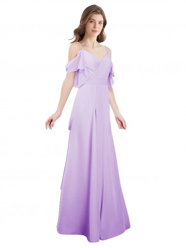 Long Lilac Cold Shoulder A-Line Formal Dress / Bridesmaid Dress Canberra