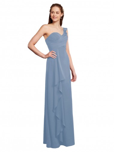 Long Dusty Blue Sleeveless A-Line Formal Dress / Bridesmaid Dress Canberra