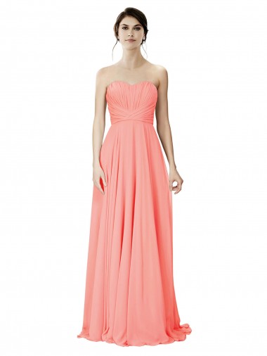 Long Peach Sleeveless A-Line Bridesmaid Dress Canberra