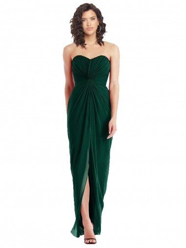 Long Ever Green Sleeveless A-Line Low Back Front Slit Bridesmaid Dress Canberra