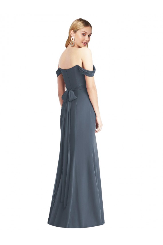 Long Silver Stone Sleeveless Trumpet Open Back Bridesmaid Dress Canberra