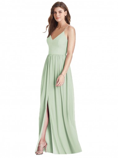 Long Sage Sleeveless A-Line Open Back Semi Formal Evening Dress / Bridesmaid Dress Canberra