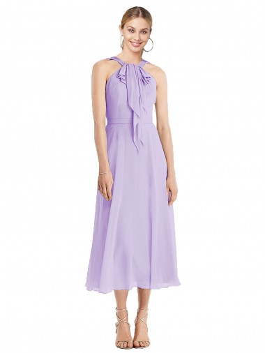 Tea length Lilac Sleeveless A-Line V-Back Prom Dress / Bridesmaid Dress Canberra