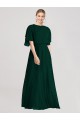 Long Ever Green Flutter Sleeves A-Line Tie Back Bridesmaid Dress Canberra