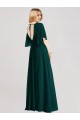 Long Ever Green Flutter Sleeves A-Line Tie Back Bridesmaid Dress Canberra