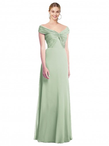 Long Sage Sleeveless Trumpet Soft Chiffon Bridesmaid Dress Canberra