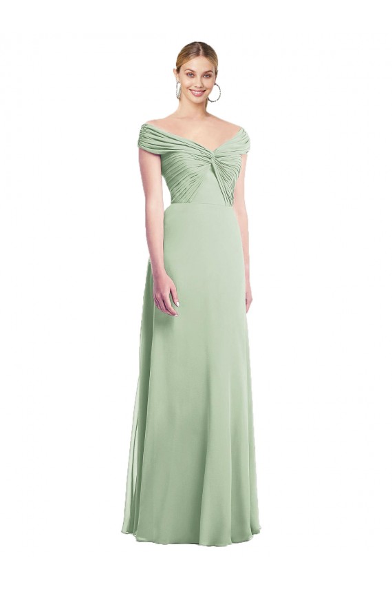 Long Sage Sleeveless Trumpet Soft Chiffon Bridesmaid Dress Canberra