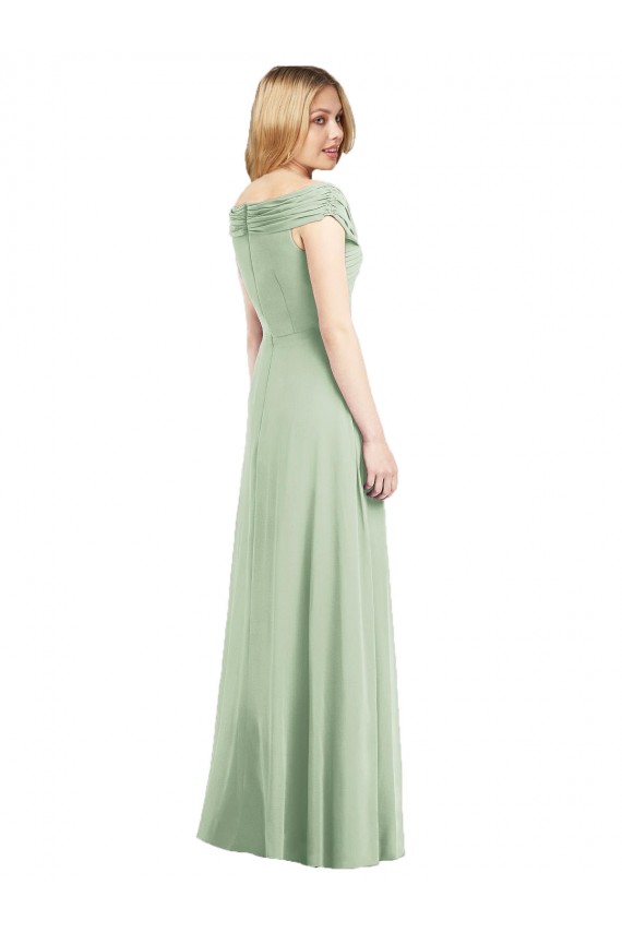 Long Sage Sleeveless Trumpet Soft Chiffon Bridesmaid Dress Canberra