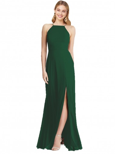 Long Dark Green Sleeveless A-Line Semi Formal Evening Dress / Bridesmaid Dress Canberra