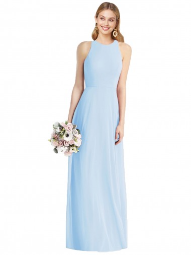 Long Light Sky Blue Sleeveless Trumpet Semi Formal Evening Dress / Bridesmaid Dress Canberra