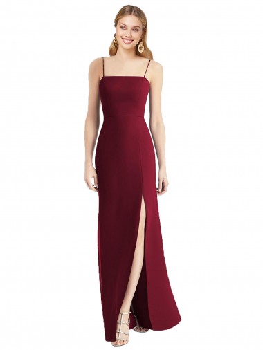 Long Burgundy Sleeveless Trumpet Tie Back Bridesmaid Dress Canberra