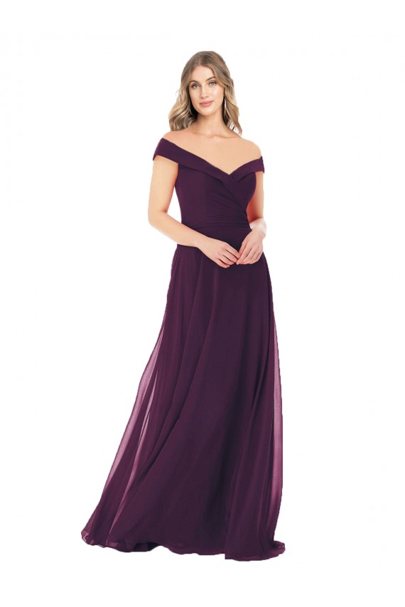 Long Grape Sleeveless A-Line Soft Chiffon Bridal Party Dress Canberra