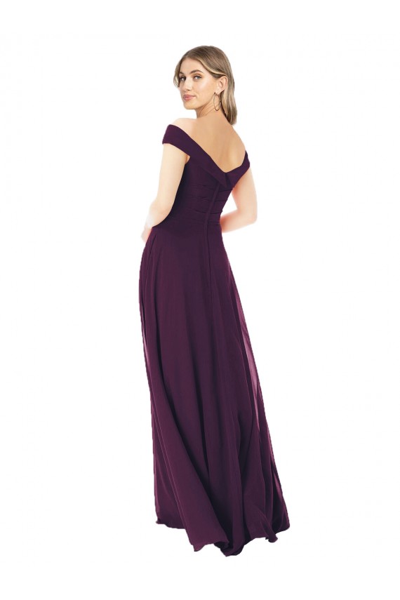 Long Grape Sleeveless A-Line Soft Chiffon Bridal Party Dress Canberra