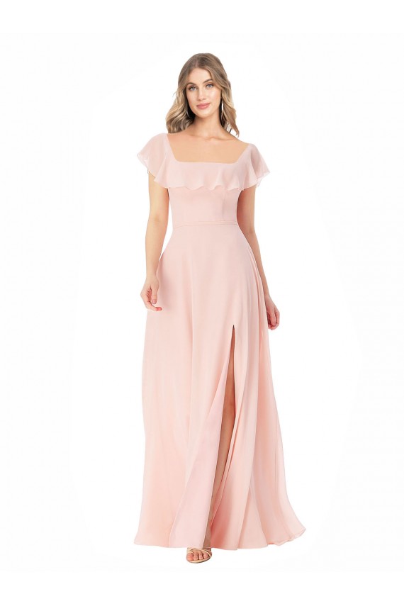 Long Pink Cap Sleeves A-Line Formal Dress / Bridesmaid Dress Canberra