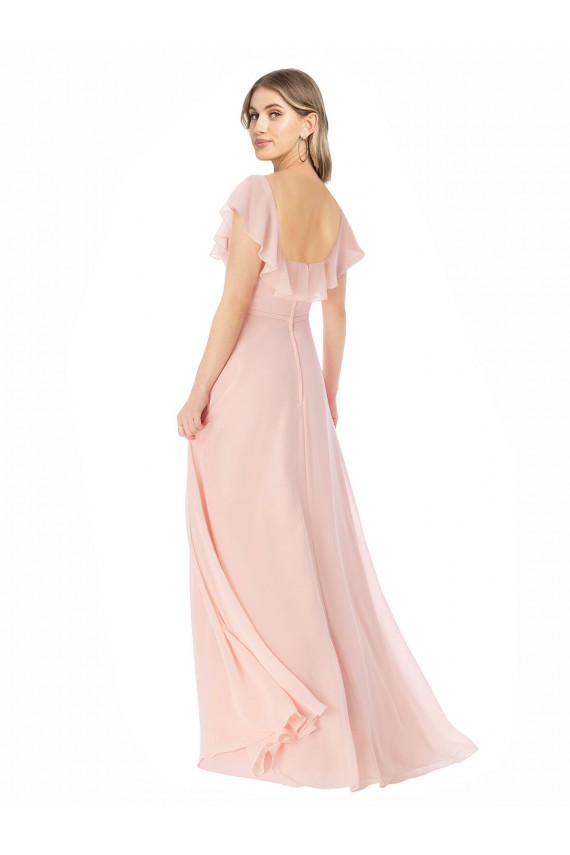 Long Pink Cap Sleeves A-Line Formal Dress / Bridesmaid Dress Canberra