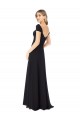 Long Black Cap Sleeves A-Line Bridesmaid Dress Canberra