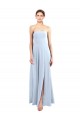 Long Light Sky Blue Sleeveless A-Line Front Slit Bridesmaid Dress Canberra