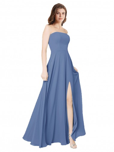 Long Windsor Blue Sleeveless A-Line Open Back Formal Dress / Bridesmaid Dress Canberra