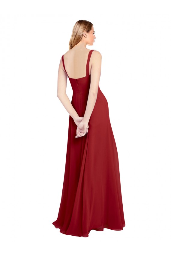 Long Red Sleeveless A-Line Side Slit Bridesmaid Dress Canberra