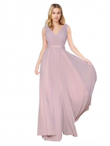 Long Primrose Sleeveless A-Line V-Back Formal Evening Gown / Prom Dress / Bridesmaid Dress Canberra