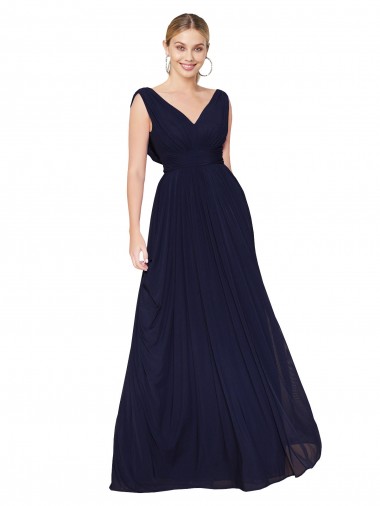 Long Dark Navy Sleeveless A-Line Soft Chiffon Formal Evening Gown / Prom Dress / Bridesmaid Dress Canberra