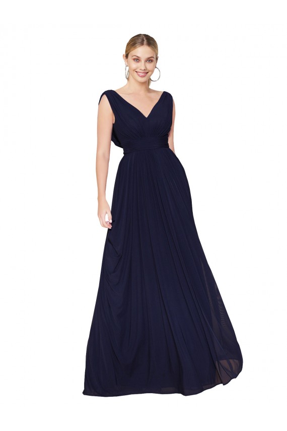 Long Dark Navy Sleeveless A-Line Soft Chiffon Formal Evening Gown / Prom Dress / Bridesmaid Dress Canberra