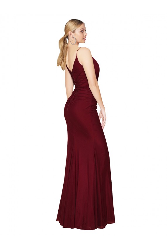 Long Burgundy Sleeveless Mermaid V-Back Side Slit Formal Evening Gown / Prom Dress / Bridesmaid Dress Canberra