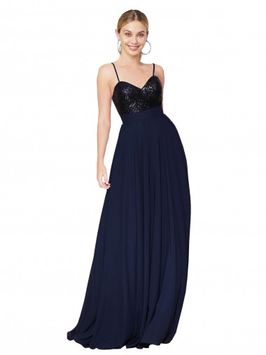 Long Dark Navy Sleeveless A-Line Semi Formal Evening Dress / Prom Dress / Bridesmaid Dress Canberra