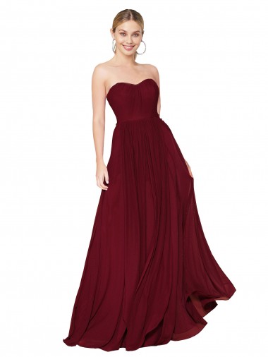 Long Burgundy Sleeveless A-Line Formal Evening Gown / Prom Dress / Bridesmaid Dress Canberra