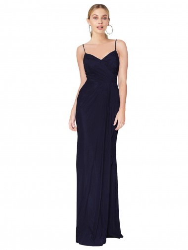 Long Dark Navy Sleeveless Mermaid V-Back Bridesmaid Dress / Formal Dress Canberra